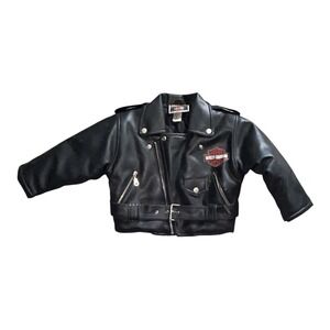Harley Davidson Toddler Kids Biker Faux Leather Motorcycle Jacket 4T Riding